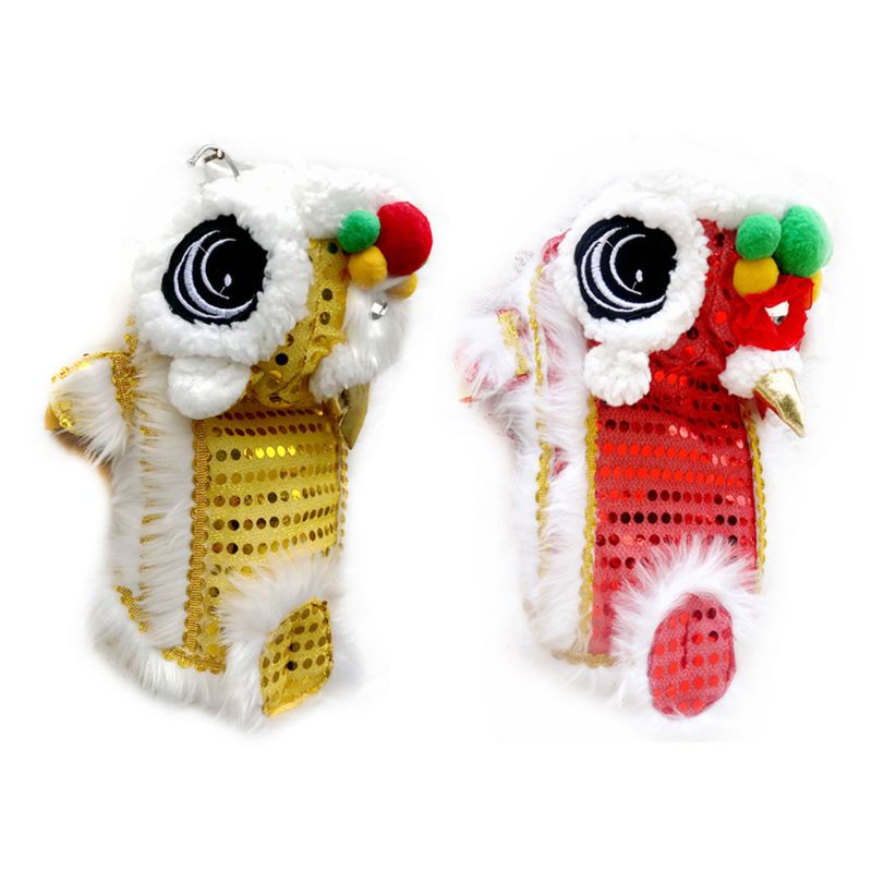 Áo khoác có mũ trùm đính sequin màu đỏ/vàng hình sư tử dễ thương cho thú cưng cỡ nhỏ/vừa/lớn