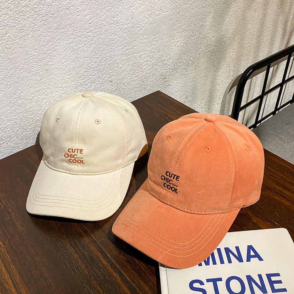 Mũ Lưỡi Trai Cotton Thêu Chữ Đơn Giản Phong Cách Hàn Quốc