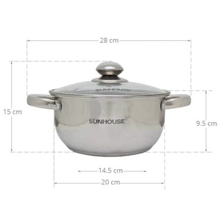 👍🧸 nồi inox 3 đáy sunhouse size 20cm 👍👍