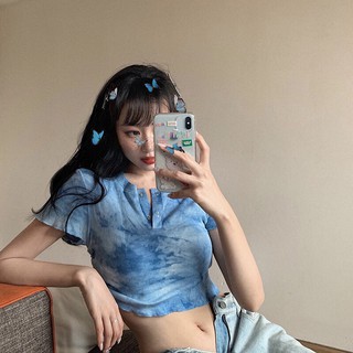 Áo croptop loang rút eo