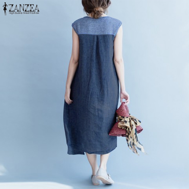 ZANZEA Đầm sát nách Form rộng thời trang cá tính dành cho nữ size lớn | BigBuy360 - bigbuy360.vn