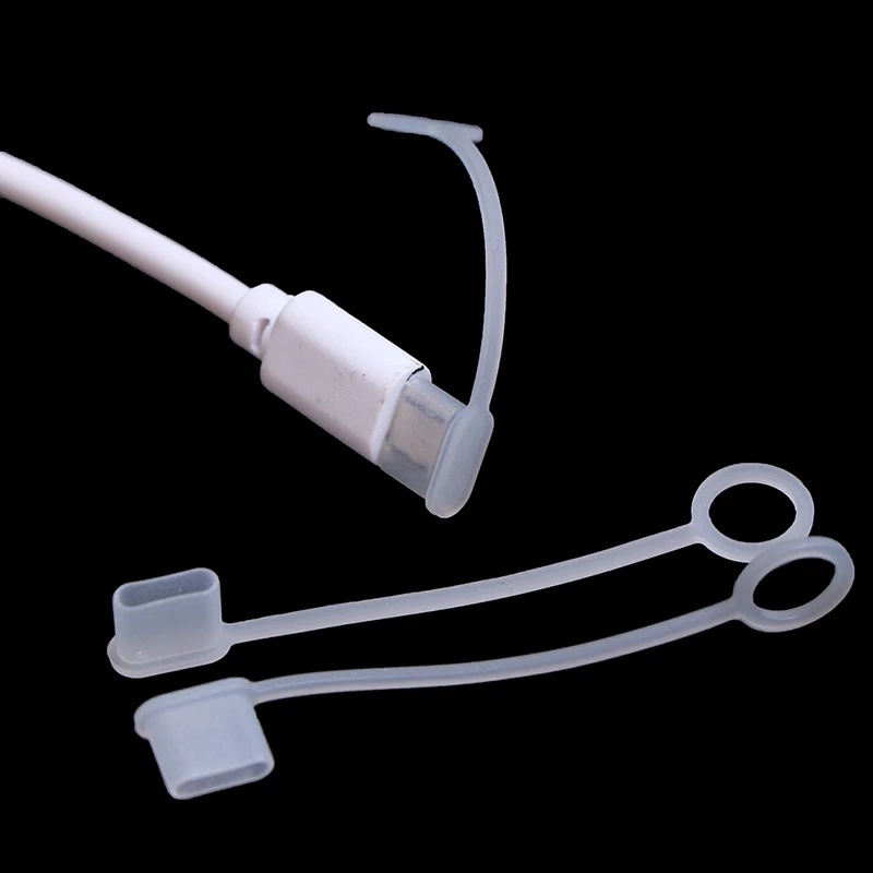 Cổng type-c phích cắm bụi trong suốt có dây chống mất bộ bảo vệ chống bụi nắp đậy nút chặn cáp dữ liệu usb loại c nắp đậy trong suốt