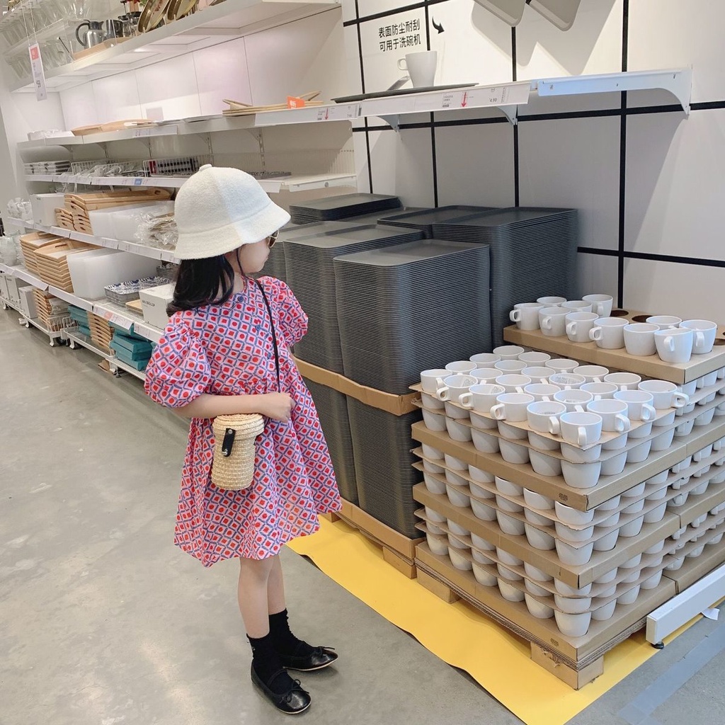 Đầm Công Chúa Dáng Rộng Tay Phồng In Hoa Kiểu Retro Hàn Quốc Thời Trang Mùa Hè Cho Bé Gái Dễ Phối Đồ