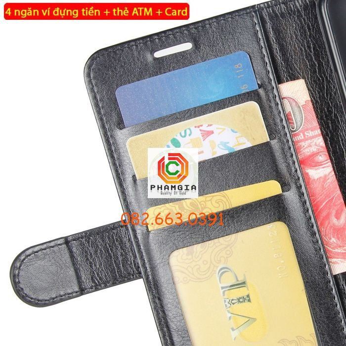 Bao da Vivo Y20/ Y20s/ Y12s chất liệu da sang trọng, có ngăn đựng thẻ siêu tiện lợi