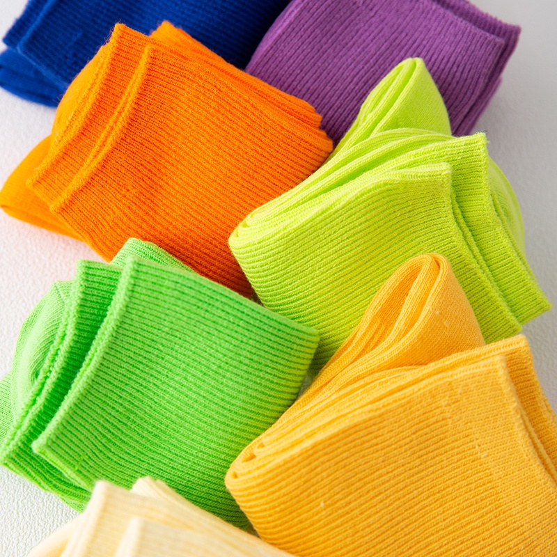 Vớ ống cotton kim đôi màu kẹo trơn kiểu Hồi giáo đơn giản cho nữ