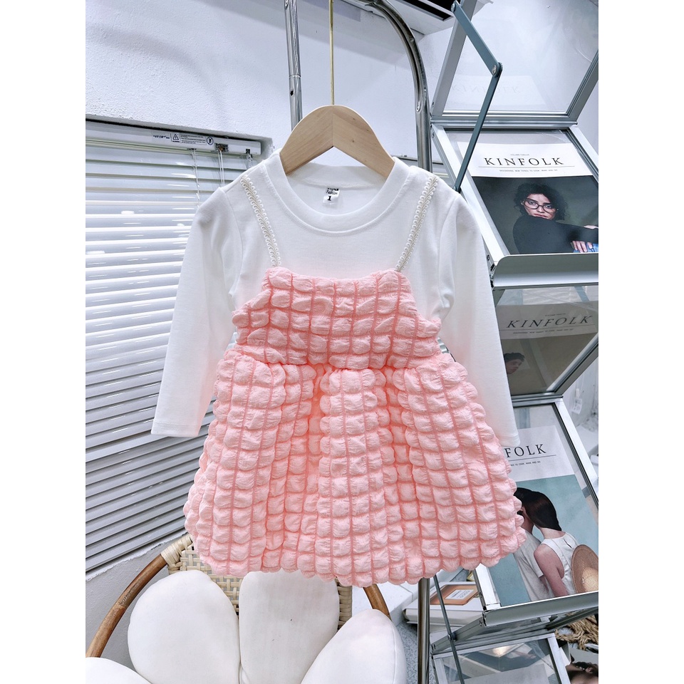 Váy dài tay pha xốp bé gái
