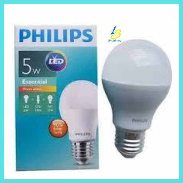 Bóng đèn led bulb búp 5W A60 E27 Philips chính hãng tiết kiệm điện, độ bền cao - Lê Bùi Lighting | BigBuy360 - bigbuy360.vn