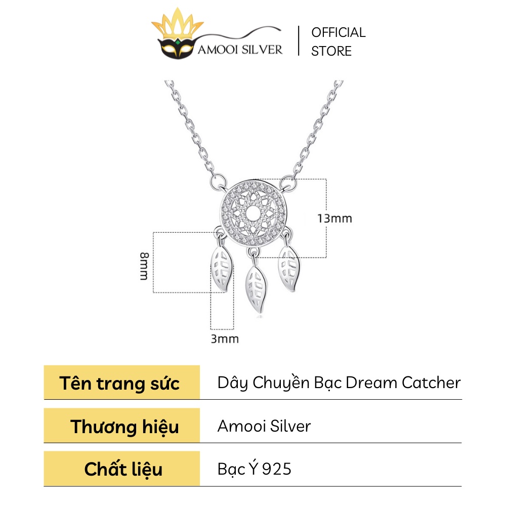 Dây Chuyền Bạc S925 Dream Catcher Đính Đá Lấp Lánh - Amooi Silver AD49
