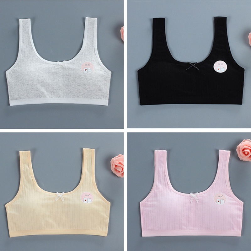 Áo lót vải cotton Không Gọng In Họa Tiết Gấu Hoạt Hình Xinh Xắn Dành Cho Nữ