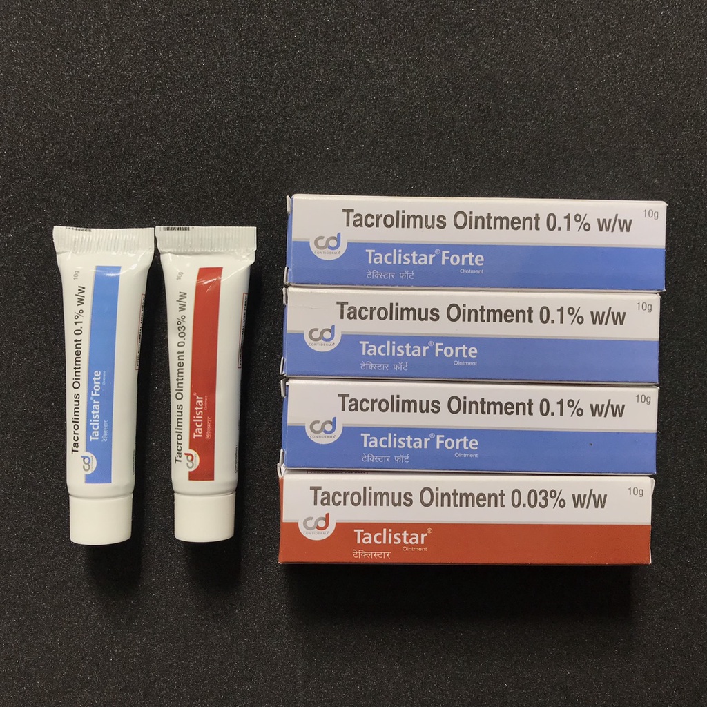 Taclistar Forte (10g) 0.1% - 0.03% Tacrolimus, kem/gel bôi hết eczema, viêm da dị ứng