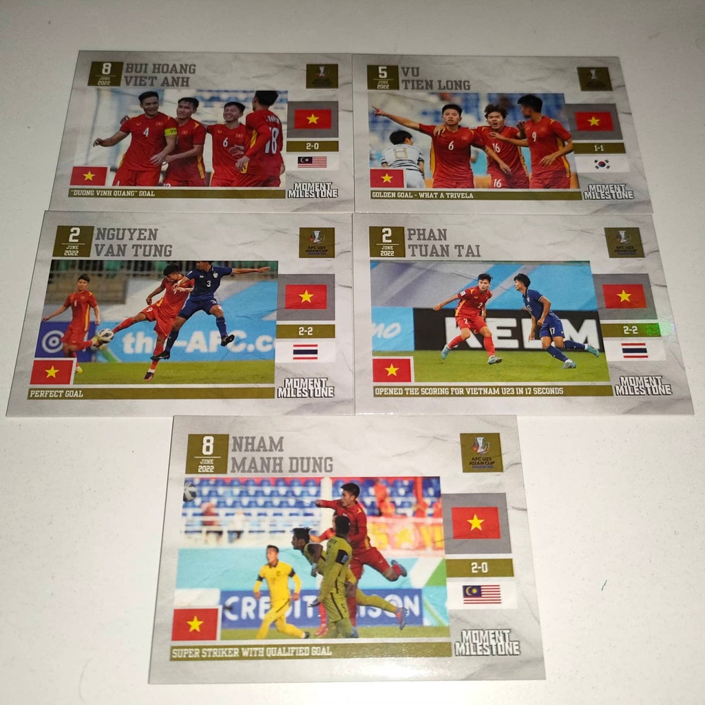 Thẻ Cầu Thủ Bóng Đá SKY Card U23 Vietnam Khoảnh Khắc Phan Tuấn Tài, Nhâm Mạnh Dũng, Tiến Long, Văn Tùng, Việt Anh