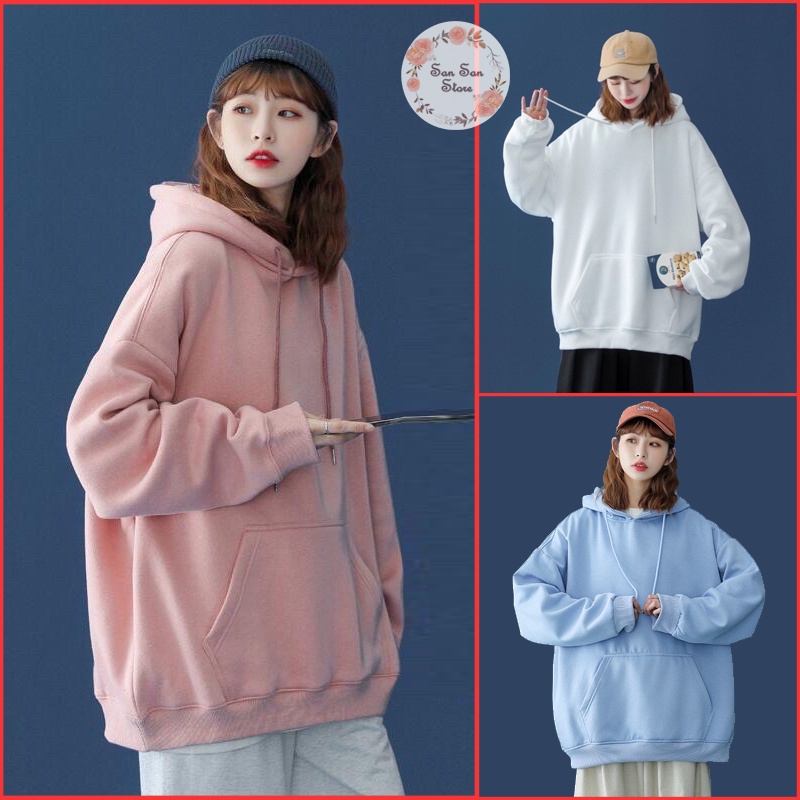 Áo Nỉ Bông Trơn Cho Nữ- Áo Sweater Có Mũ HiMie