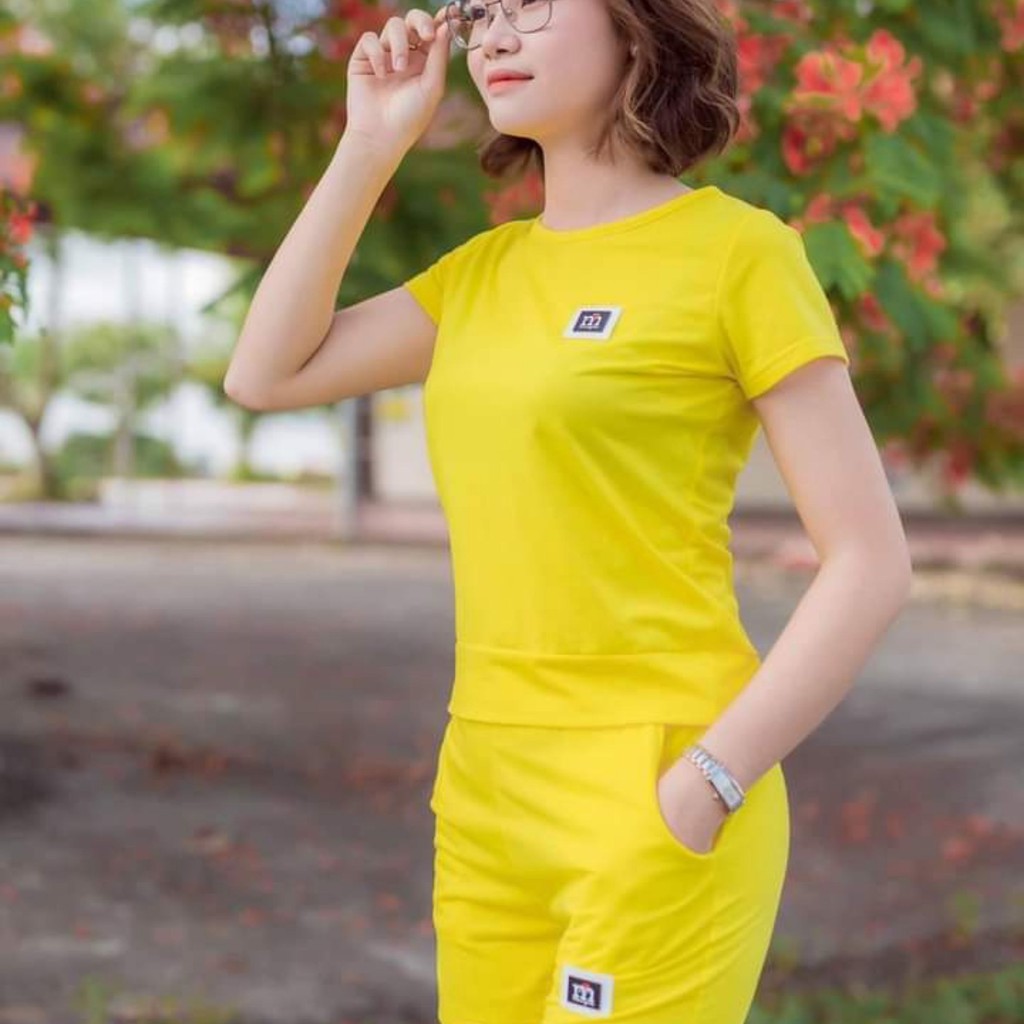 Đồ Bộ Đồ Ngủ Nữ Cotton Thun Co Giãn Dáng Thể Thao Áo Thun Quần Short Cộc Mặc Nhà - ANNAMAI DB01