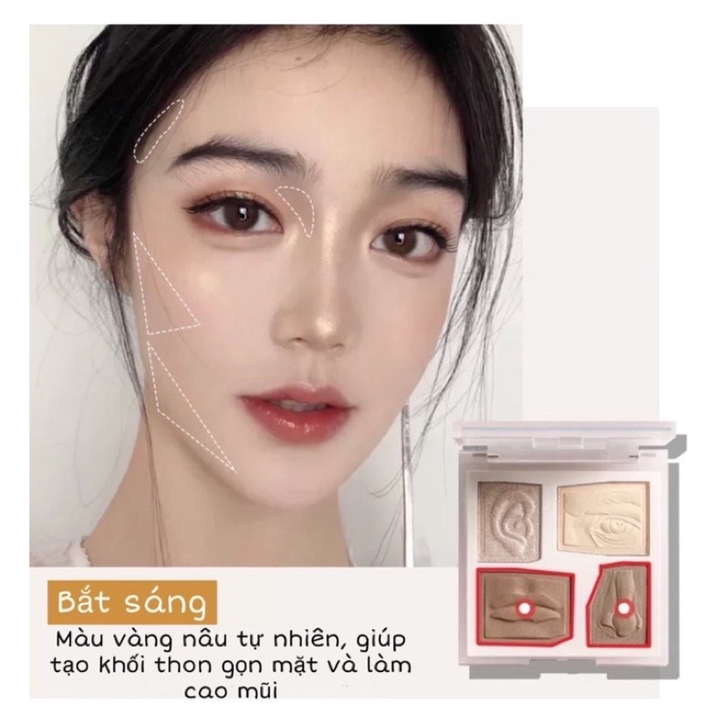 Bảng 4 trong 1 MINSHZEE : Phấn má &amp; Highlight Phấn phủ Tạo khối