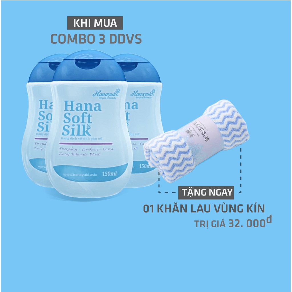 Combo 3X dung dịch vệ sinh phụ nữ Hana Soft Silk Hanayuki Tặng khăn lau vùng kín - Hanayuki Beauty