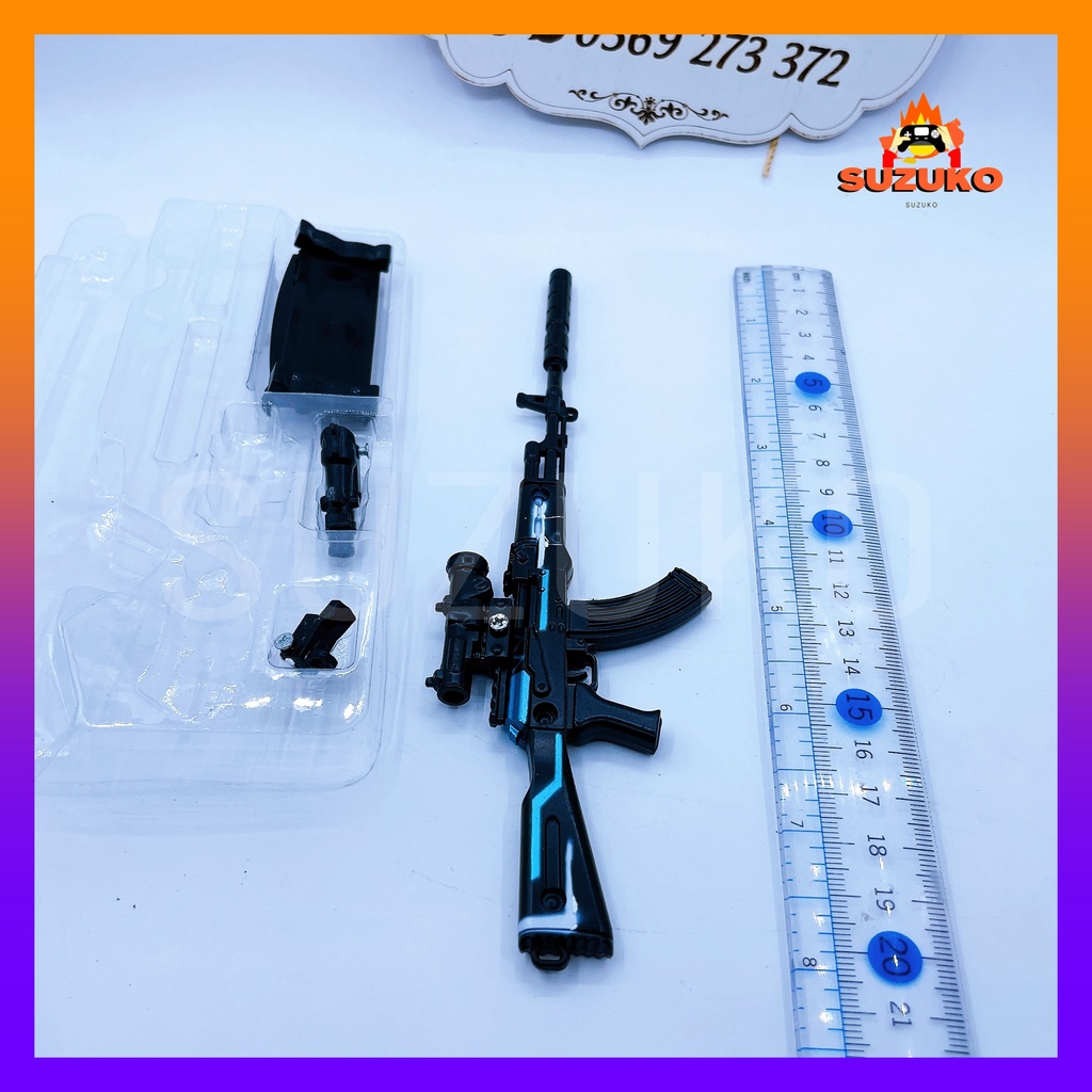 Mô hình súng kim loại lắp ráp pubg, csgo free fire đồ chơi lắp ráp AKM Sinister Attack nhân vật dài 20cm sưu tầm