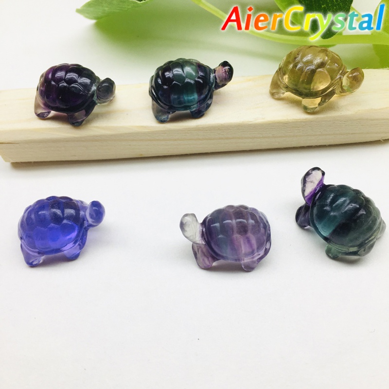 Tượng Rùa Pha Lê Fluorite Nhỏ Màu Sắc Tự Nhiên Chất Lượng Cao Trang Trí Sưu Tầm Giao Hàng Ngẫu Nhiên