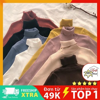 Áo Len Tăm Cổ Lọ, Áo Len Cao Cổ Giữ Nhiệt Nhiều Màu Cho Nữ Hàng Quảng Châu Loại 1 Len Mềm Pha Lông Mịn