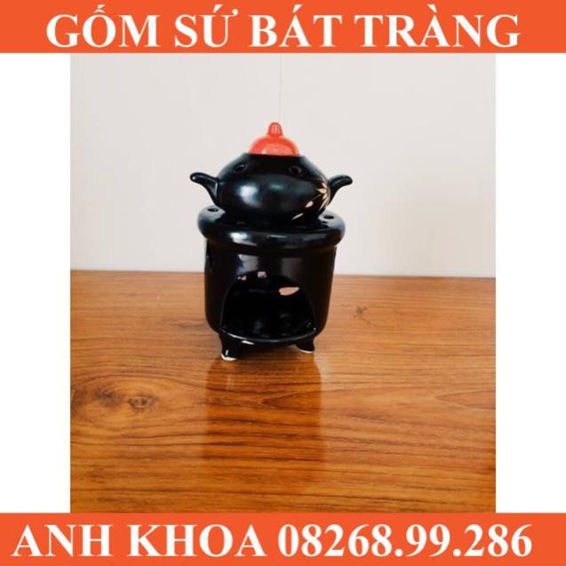 Đèn đốt nến xông tinh dầu hình ấm trà Bát Tràng - Gốm sứ Bát Tràng Anh Khoa