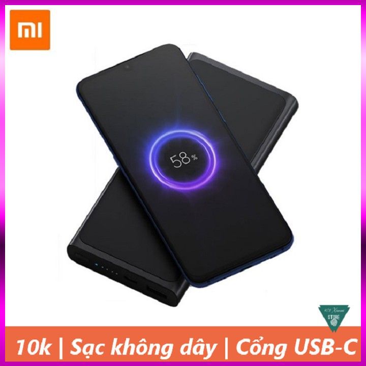 Pin sạc dự phòng không dây Xiaomi 10000mAh - Sạc dự phòng tích hợp sạc không dây 10000mAh Xiaomi lite Bảo Hành 1 năm