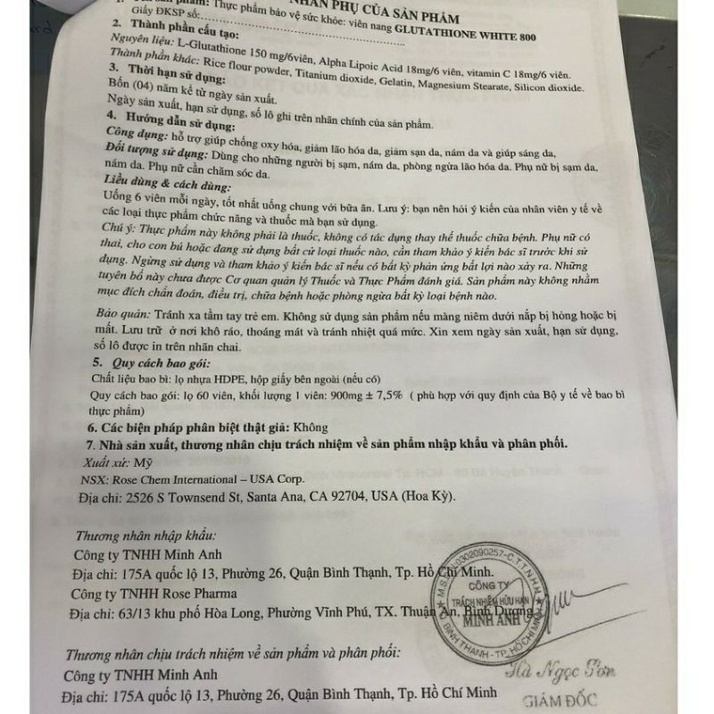✅[Chính Hãng] Viên Uống Chống Nắng, Sáng Da Glutathione White 800, Lọ 60 Viên | BigBuy360 - bigbuy360.vn