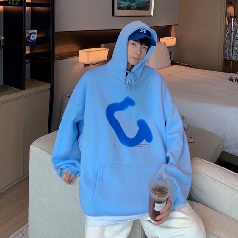Áo Hoodie Thể Thao Dáng Rộng In Chữ Phong Cách Hip Hop Đường Phố Hàn Quốc Cỡ M-5XL Cho Nam
