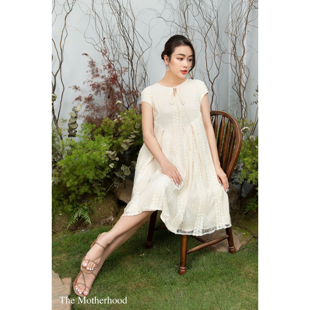 Váy Bầu Thiết Kế Chất Liệu Ren Hoa Hồng 3D Đủ Size Cho Mẹ Bầu Và Sau SinhTừ 47-85kg BELLA MAMA - D126