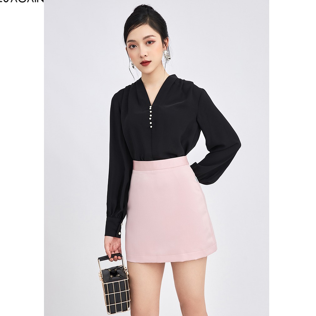 Áo sơ mi voan nữ công sở 92WEAR 3 MÀU, đủ size, xếp ly ASA1322