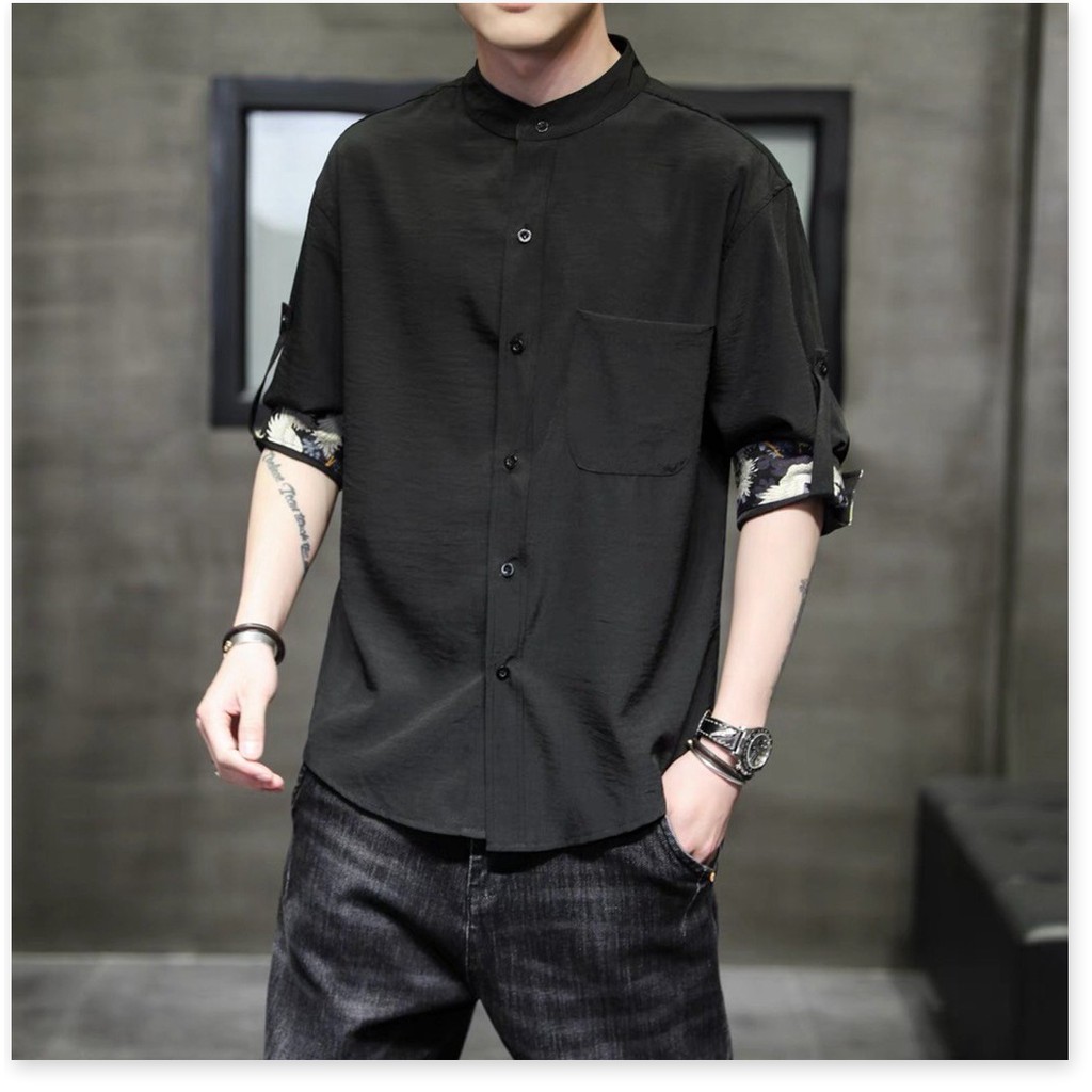 Áo sơ mi cổ tàu NAM CỰC CHẤT PHONG CÁCH , LỊCH LÃM SIÊU HOT HÈ 2021 KHANH AN FASHION