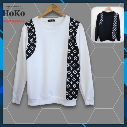 áo thun nam dài tay, áo nỉ nam đẹp phối họa tiết lv HOKO