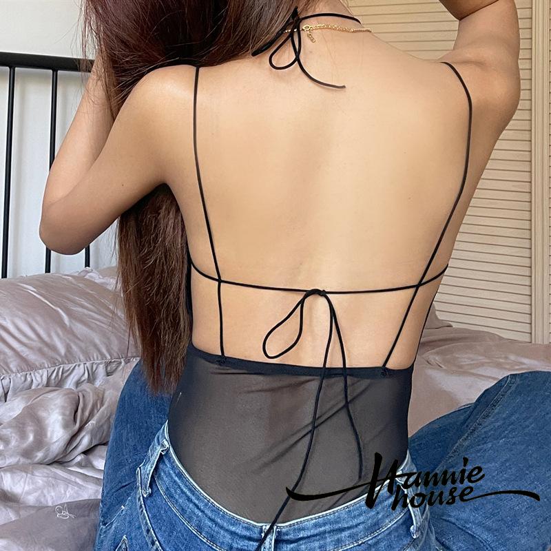 Bộ Áo Liền Quần Hở Lưng Cột Dây Gợi Cảm Cho Nữ