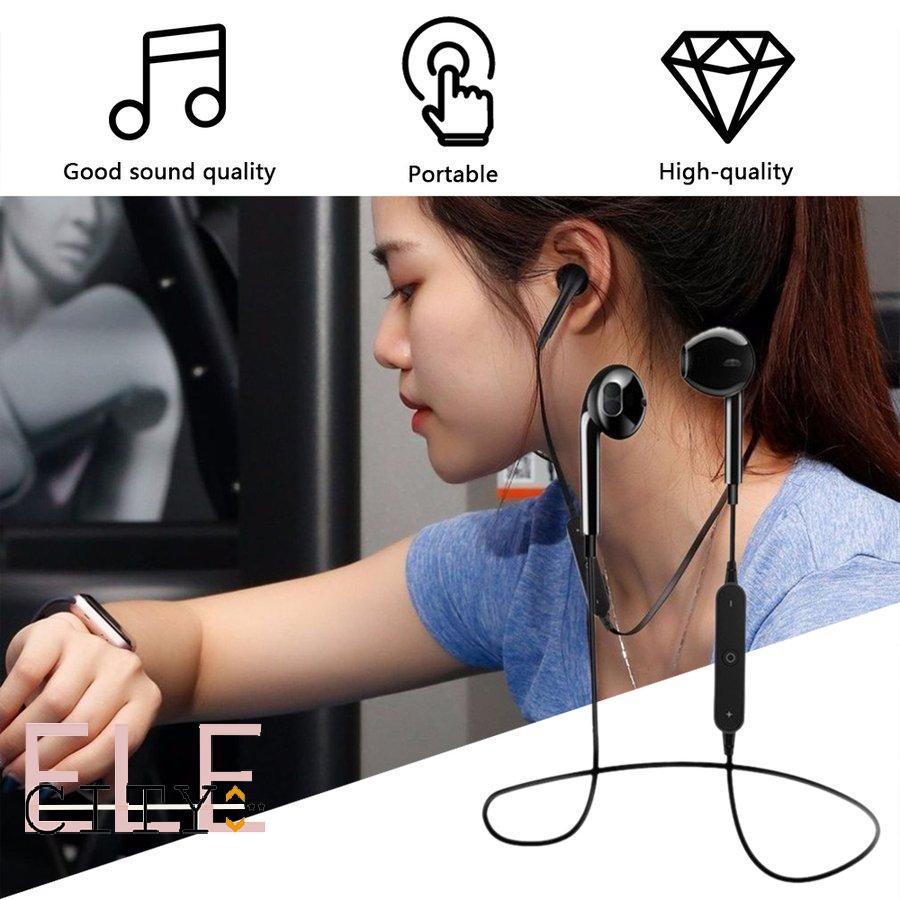 Ele】Bass Tai Nghe Bluetooth Không Dây Kiểu Dáng Thể Thao S6