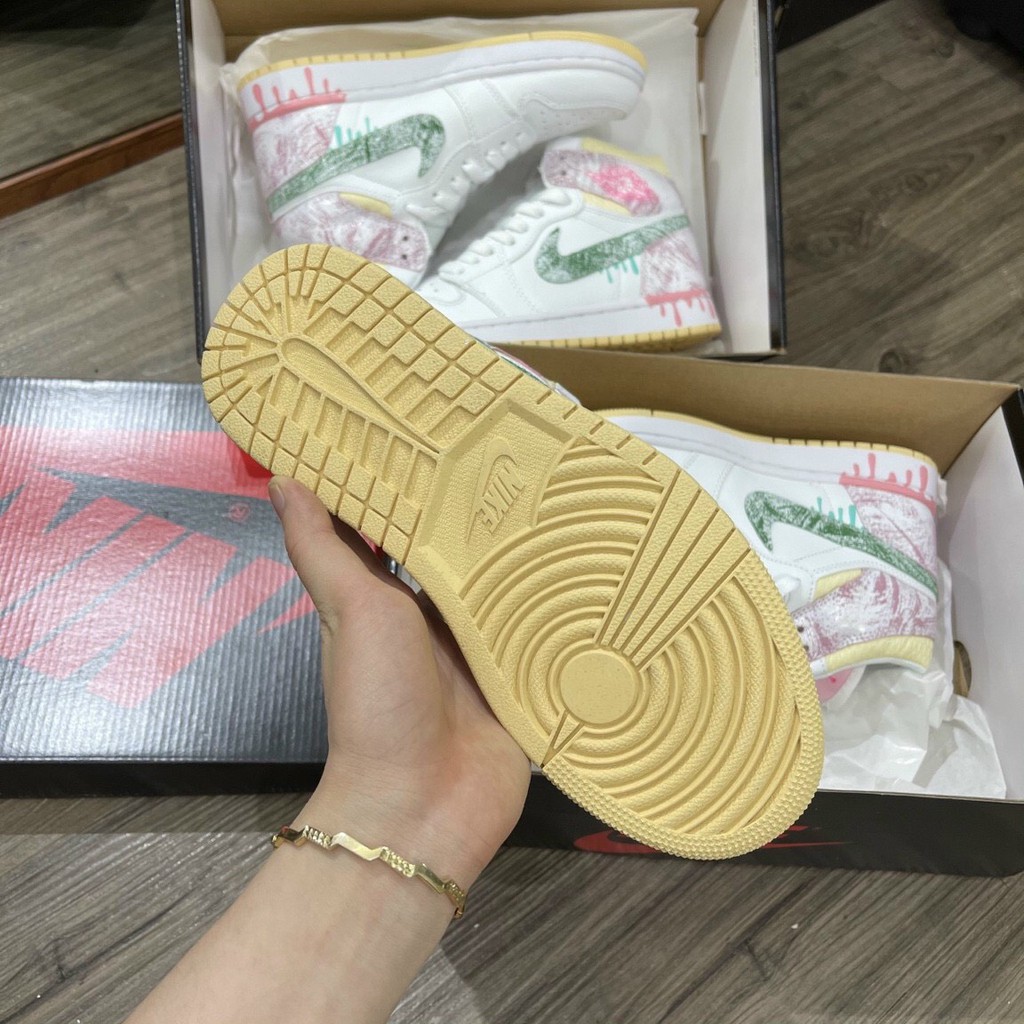 ✔️Giày Jordan 1 Mid Paint Drip Ice Cream GS Kem Chảy Fullbox✔️