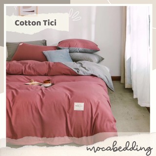 Bộ chăn ga gối cotton tici 4 món - đỏ ghi