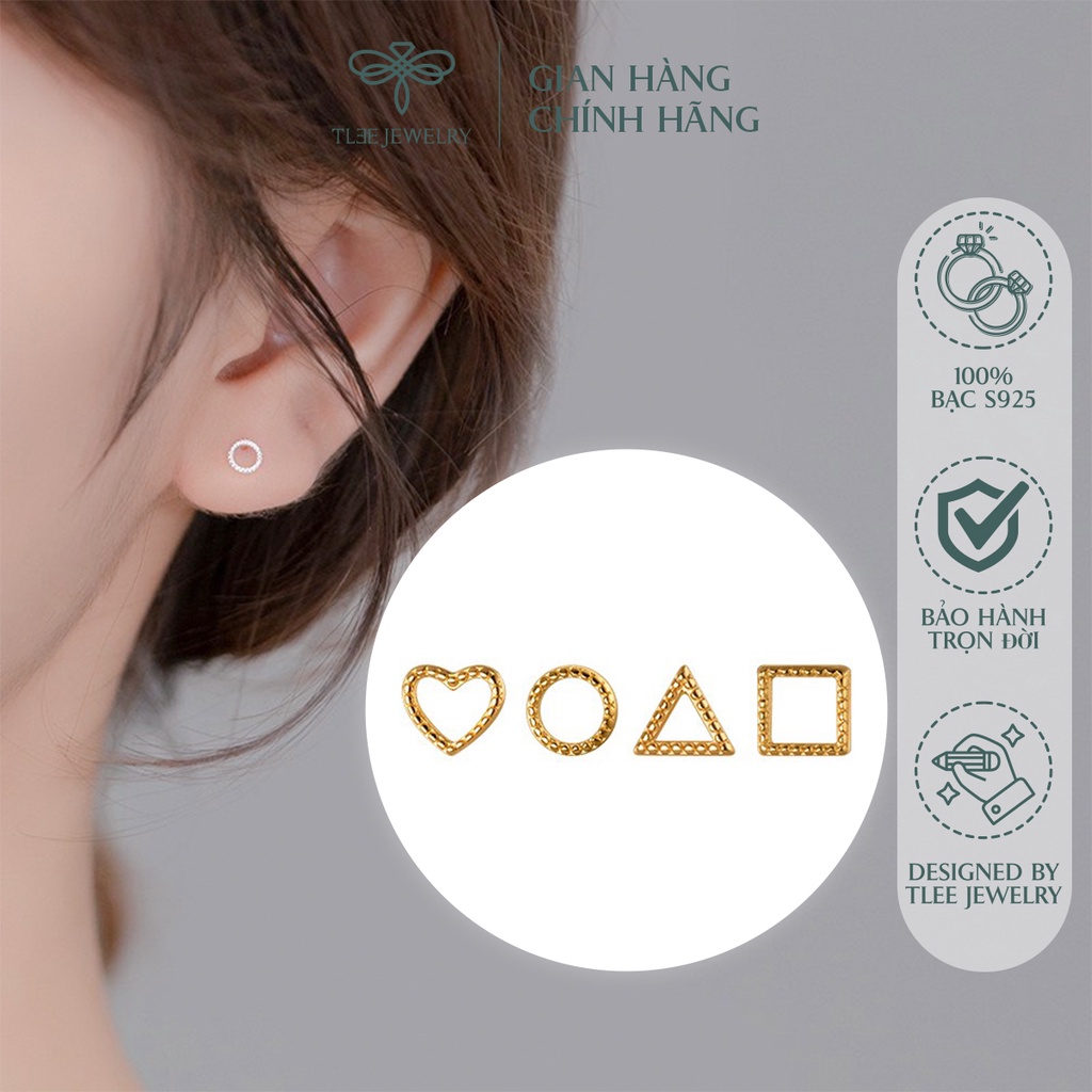 Khuyên tai bạc nữ TLEE mini hình khối phay giả đá xinh xắn NCJ B0134