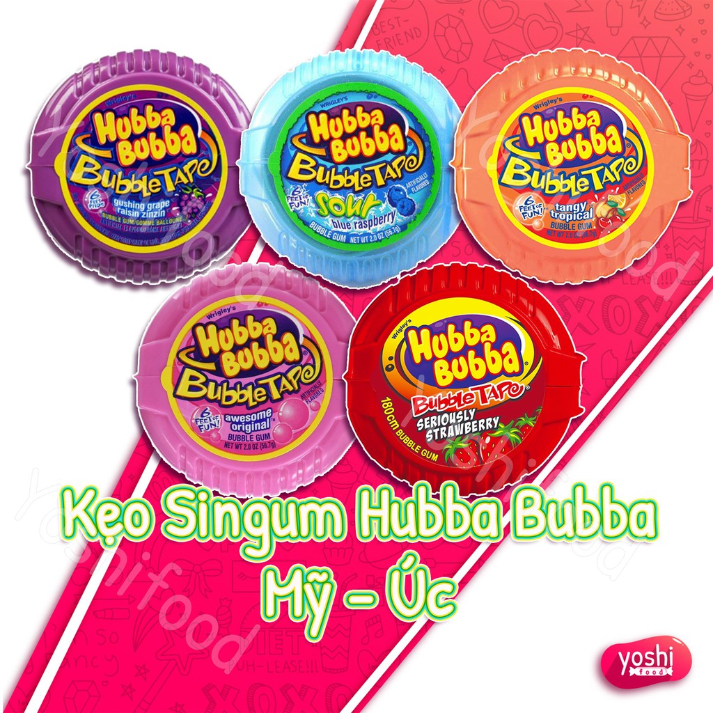 [Mã 77FMCGSALE1 giảm 10% đơn 250K] Kẹo Gum Cuộn Hubba Bubba