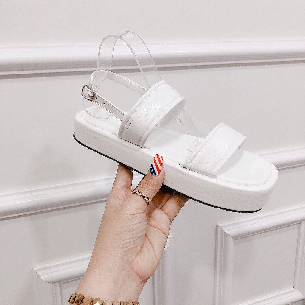 Sandal Đế Bọc 3p Chất Da Mịn 2 Quai Ngang Mềm Co Giãn Lên Chân Cực Xinh - 2 Màu Đen Trắng ChiChanh Store