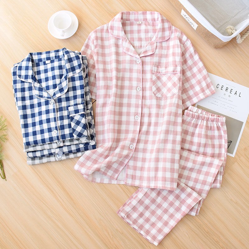 Bộ Ngủ Nam Nữ Mặc Nhà Họa Tiết Caro Chất Cotton Mát - Pyjama Siêu Đẹp Cho Các Cặp Đôi -qùa Cưới ý Nghĩa