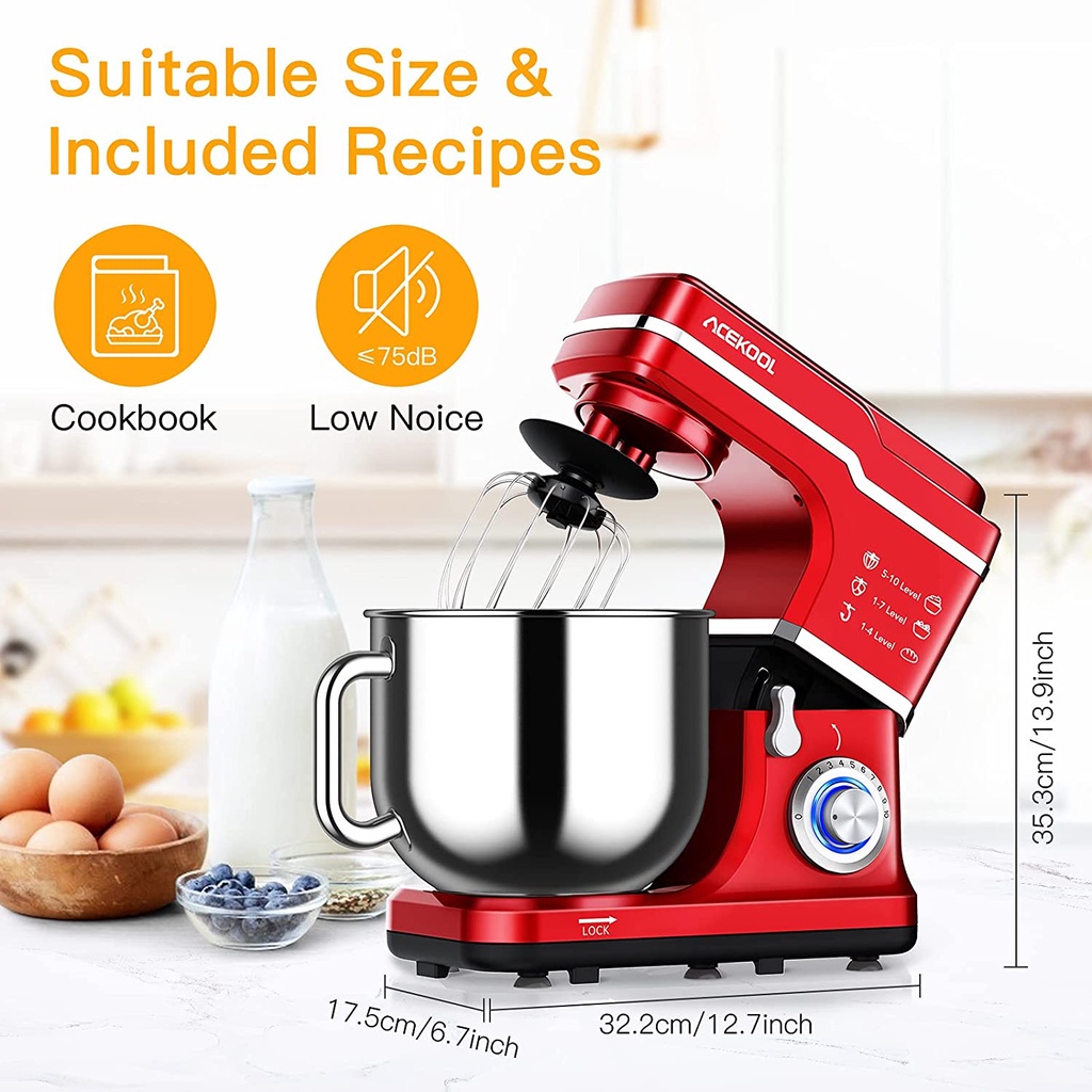 Máy nhào bột Acekool 7L 1400W - Tiêu chuẩn Châu Âu - Hàng xuất Châu Âu - BH 1 năm