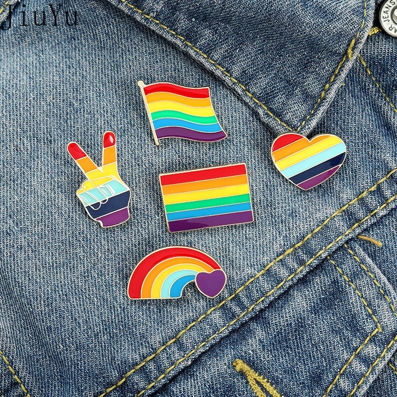 Ghim Cài Áo Tráng Men Hình Trái Tim/Cầu Vồng/Đám Mây/Trái Tim Nghệ Thuật Làm Quà Tặng Cho Túi Xách