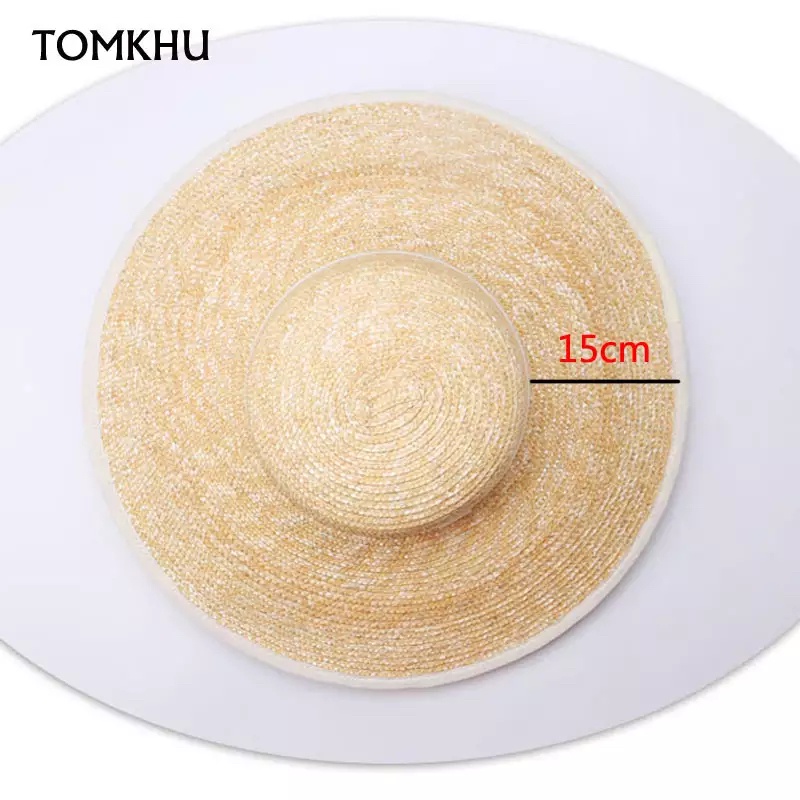 Mũ rơm cao cấp - mũ cụp vành rộng - Viền bo trắng ( mẫu mới đóng hộp)