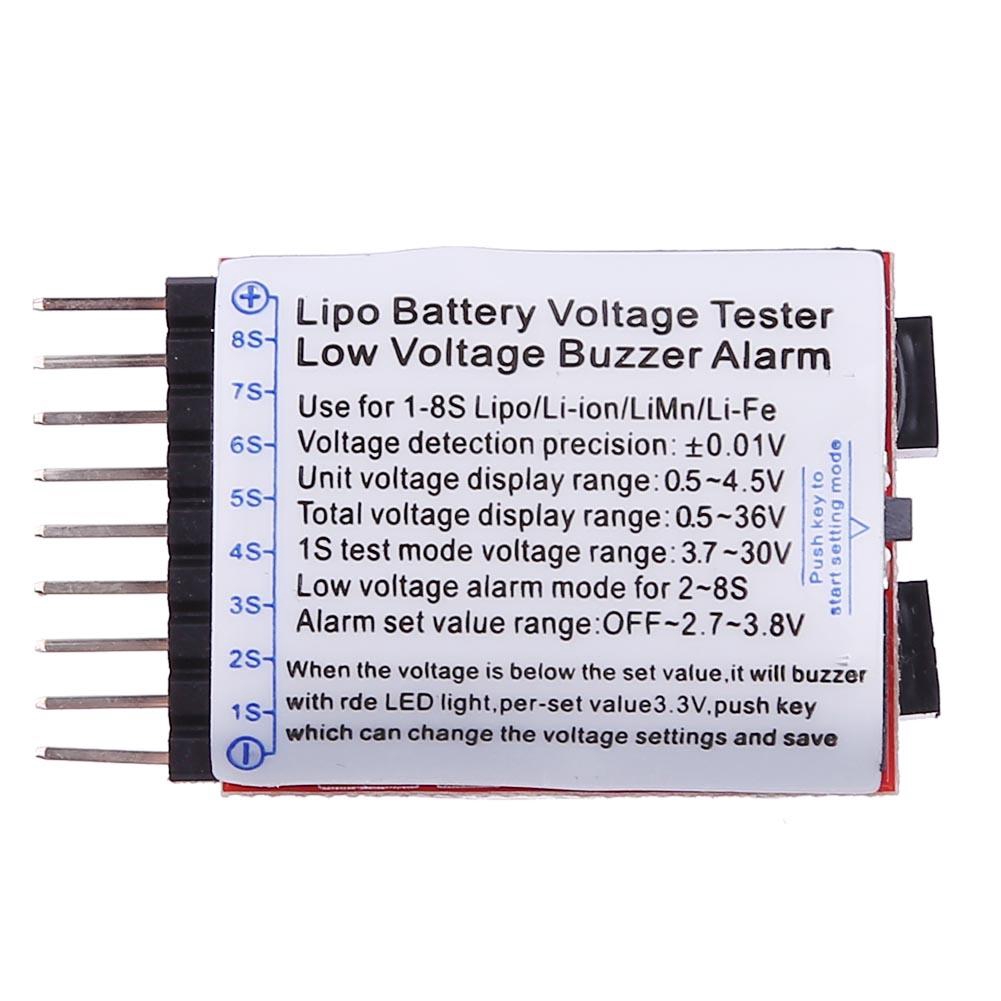 1-8S Li-ion Battery LED Indicator Low Voltage Measure Meter Alarm Buzzer