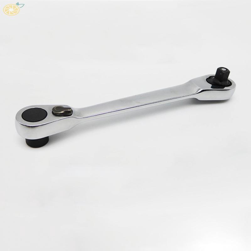 Cờ lê hai đầu tay cầm màu đen và bạc 107mm ren 1/4&quot; đảo chiều nhanh