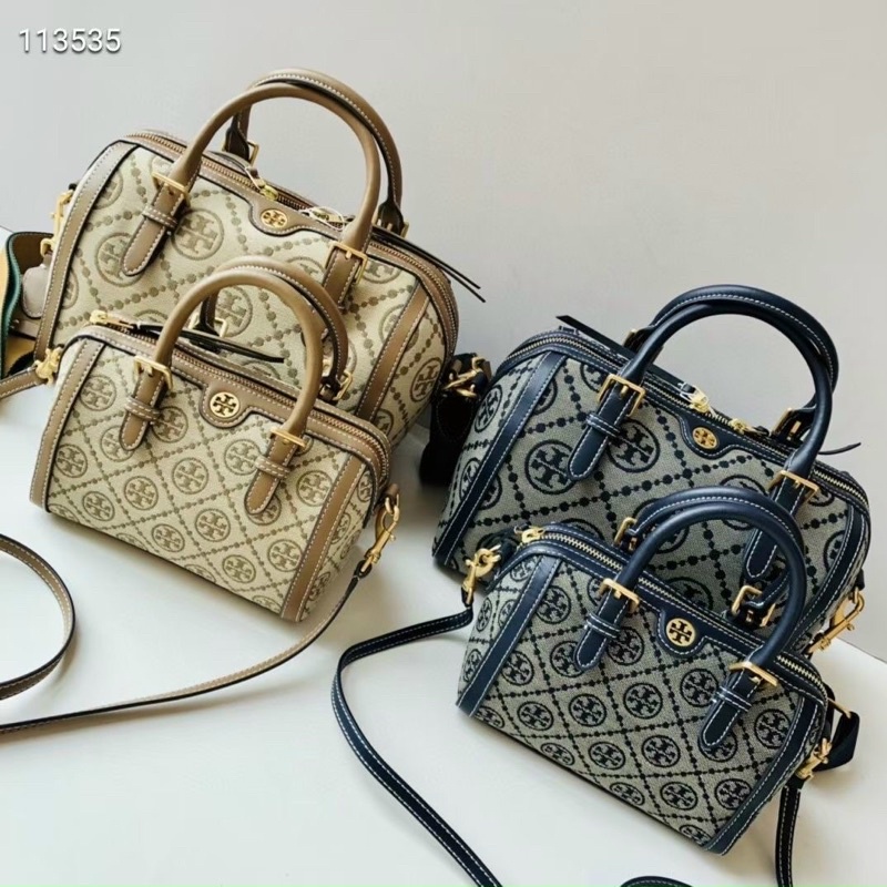 Túi Tory burch dáng trống, hoạ tiết vải bố hot trand TB