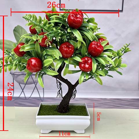 Chậu cây bonsai giả có quả VI040 (nhiều loại quả để chon, kèm chậu), cây hoa giả trang trí