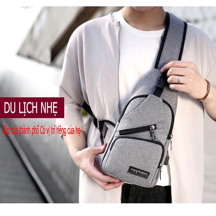 Túi Đeo Chéo Nam Phong Cách Hàn Quốc Túi Đeo Chéo Vải Bố và Kèm Sặc Pin Dự Phòng 20k mah | BigBuy360 - bigbuy360.vn