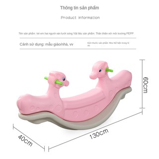 ❃♚Trường mẫu giáo dày mới bập bênh đôi trẻ em trong nhà và ngoài trời ngựa gỗ có nhạc phối đồ chơi thăng bằng <