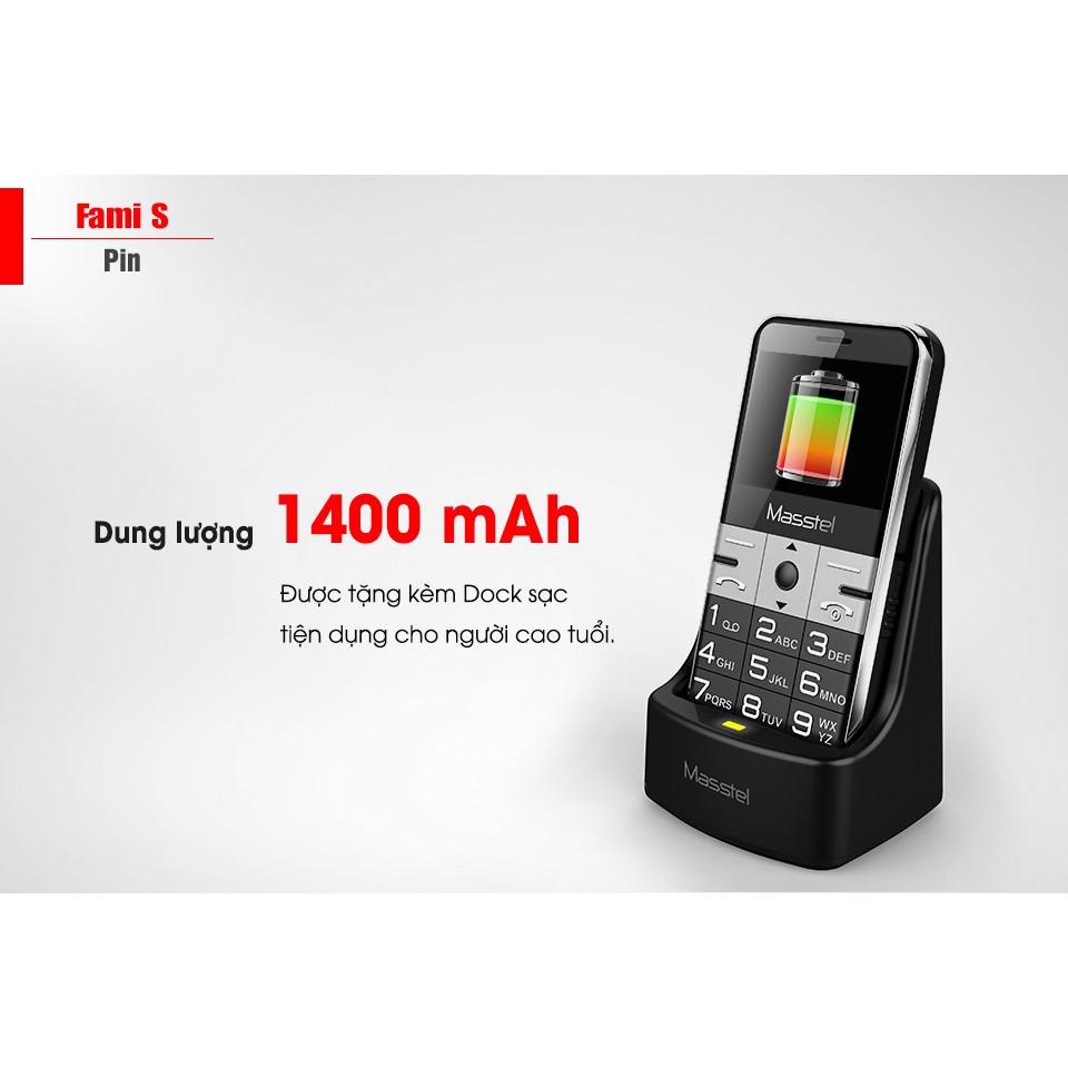 Combo: Điện thoại cho người già Masstel Fami S + Thẻ nhớ 8GB Toshiba Tặng kèm túi đựng điện thoại thổ cẩm