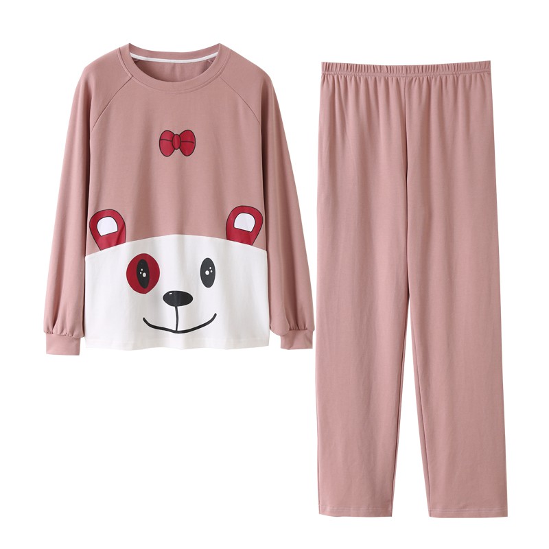 Bộ Đồ Ngủ Pijama Dài Tay Họa Tiết Gấu Đáng Yêu Cho Nữ 2020