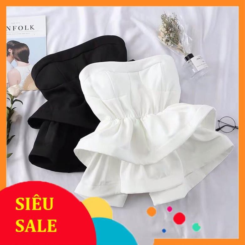 RẺ NHẤT SHOPEE áo peplum bèo xếp tầng cúp ngực crotop nhún eo quảng châu